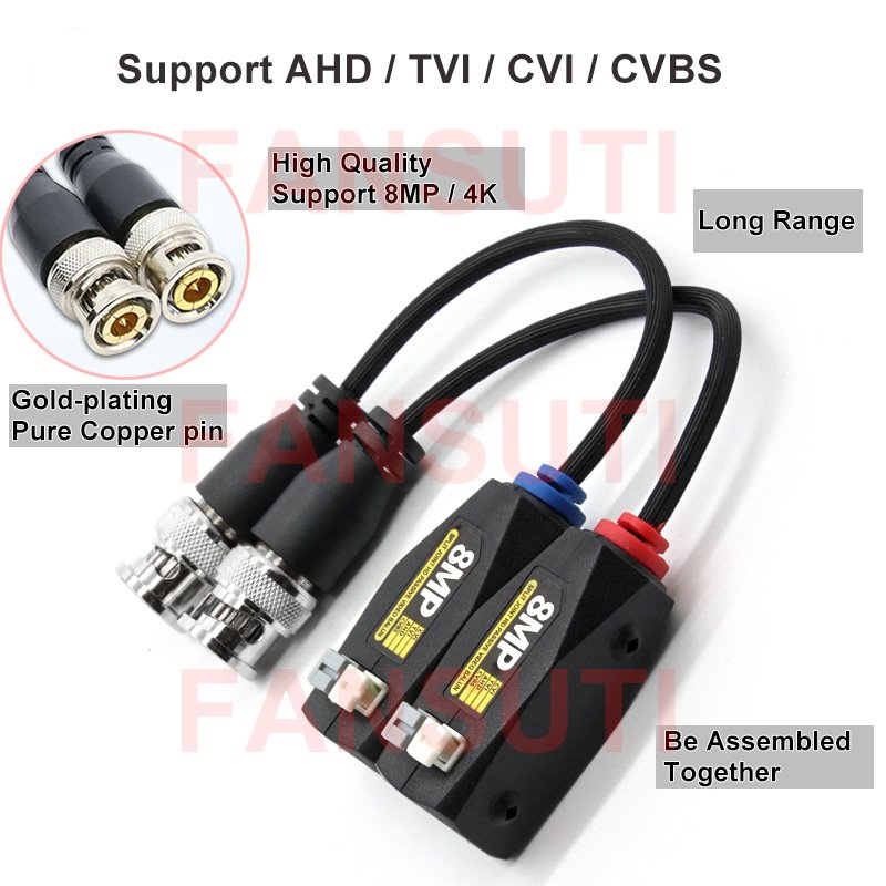 Video Balun Support 1080P 5MP 8MP AHD TVI CVI CVBS BNC to UTP RJ45 Converter HD Video Balun for CCTV Analog Camera