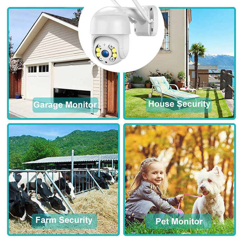 Factory Price Mini Speed Dome CCTV Camera 1080P Color Night Vision Icsee APP Auto Tracking 2MP AI PTZ Wifi IP Camera Outdoor