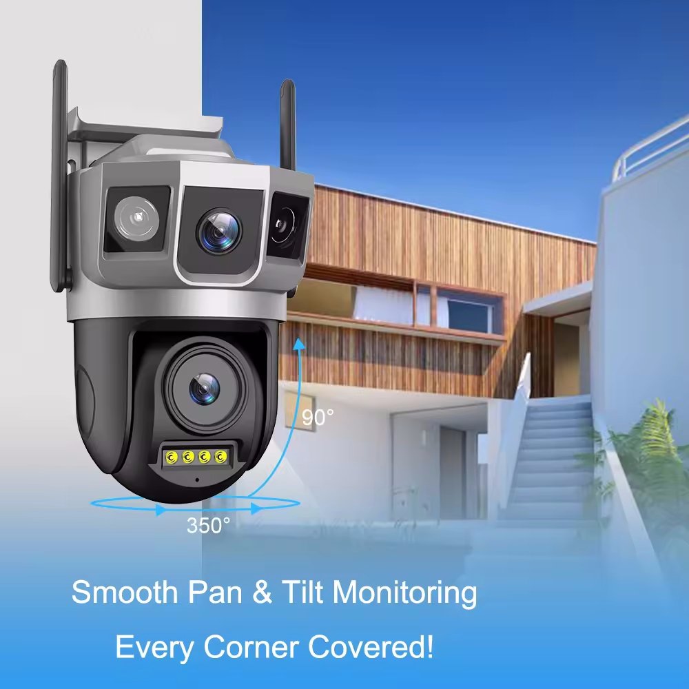 V380pro 2K 2MP+2MP IP66 Dual Lens Three Screen PTZ 360 WIFI Security IP CCTV Camera Two-way talk Outdoor Wifi Network Camera