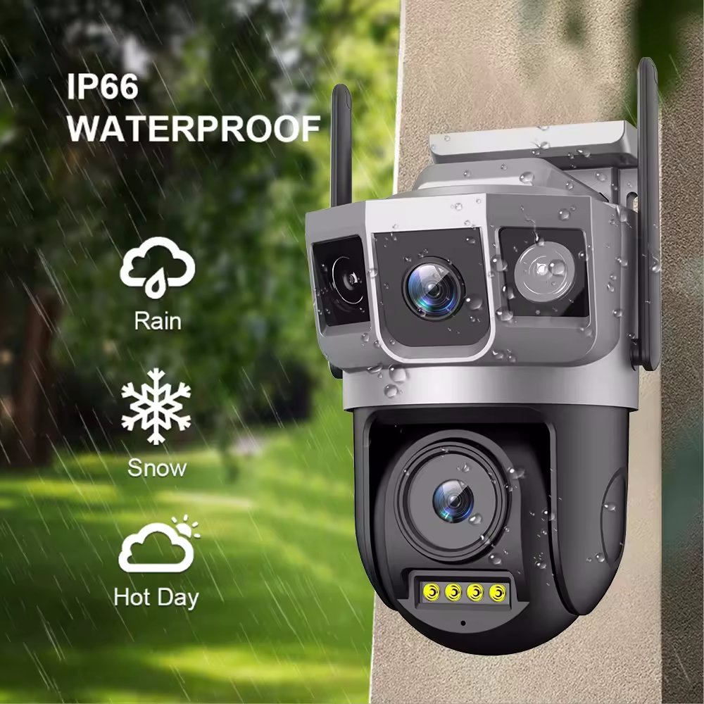 V380pro 2K 2MP+2MP IP66 Dual Lens Three Screen PTZ 360 WIFI Security IP CCTV Camera Two-way talk Outdoor Wifi Network Camera