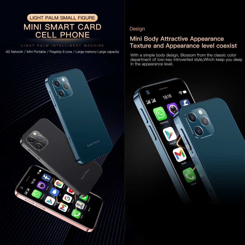 SOYES XS12 Pro Small Cellphone Unlocked 4GB RAM Face Recognition 3.0 inch Android Mini Cellphones Dual SIM