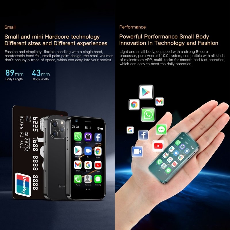 SOYES XS12 Pro Small Cellphone Unlocked 4GB RAM Face Recognition 3.0 inch Android Mini Cellphones Dual SIM