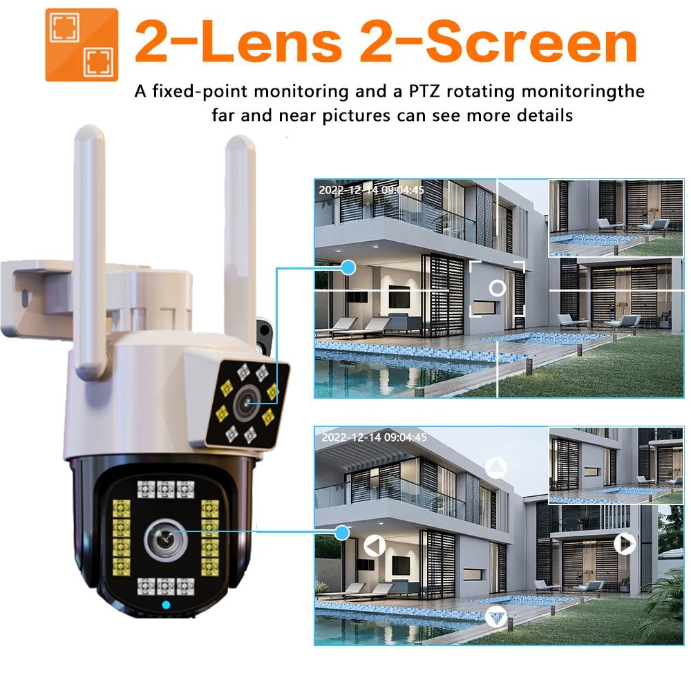 8MP 4K Yoosee Wifi Dual Lens Security Protect Waterproof Cameras Wireless CCTV Video Surveillance Light Alarm IP Network Camera