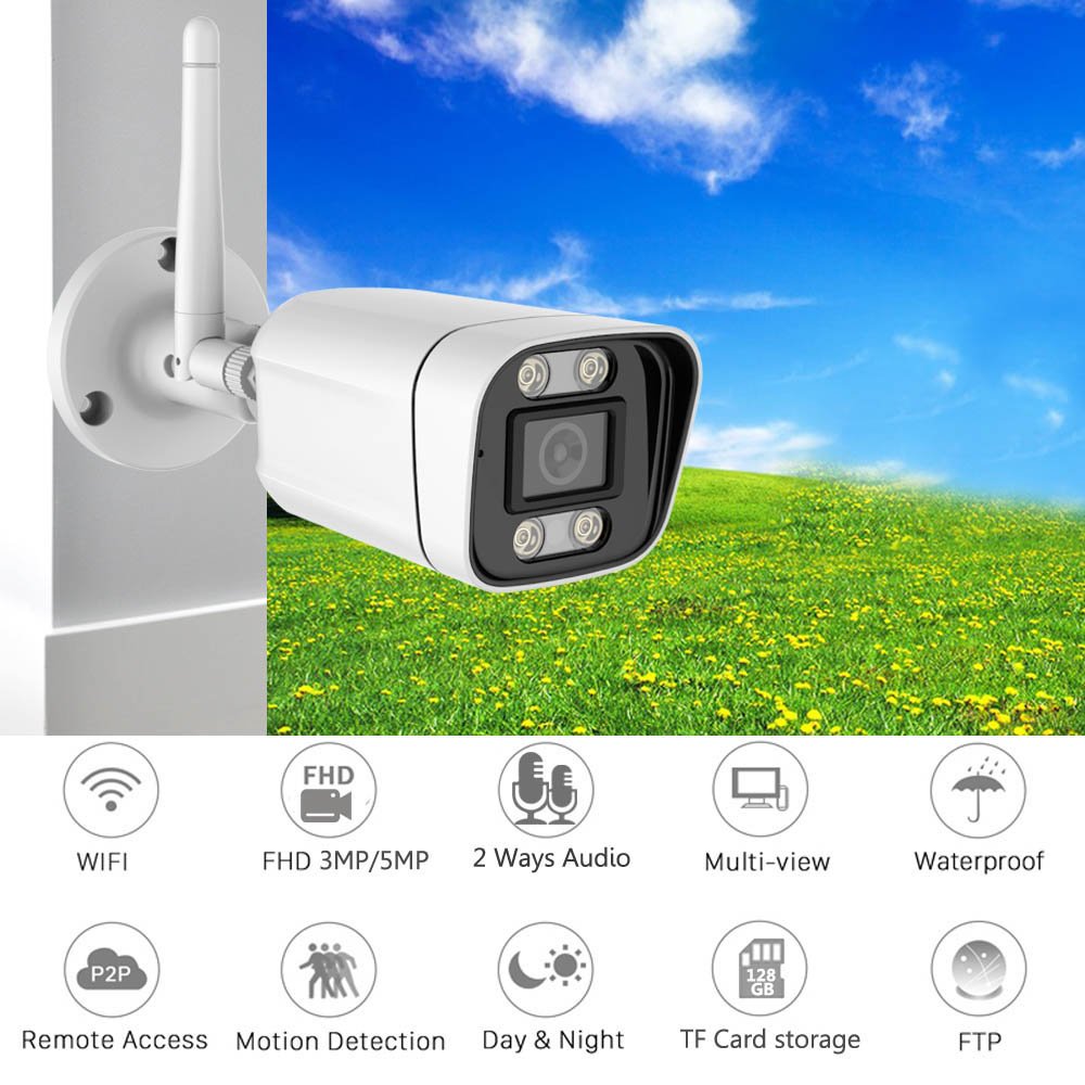 QEARIM AI human detection colorful night vision wireless wifi hd ip security Network camera ICSEE 3MP wifi bullet camera outdoor