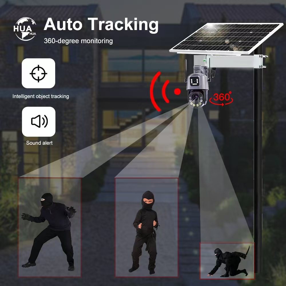 Factory 8MP Ptz 360 Degree Rotate Waterproof Network Cctv Camera Motion Detection With Battery 4g Solar Camera For Farm