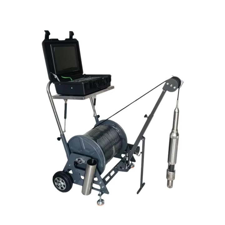 73mm Dual Cameras Trolley Cart Model Deep Well Inspection Camera 100m Well Camera for Pipe Inspection with Underground Imaging