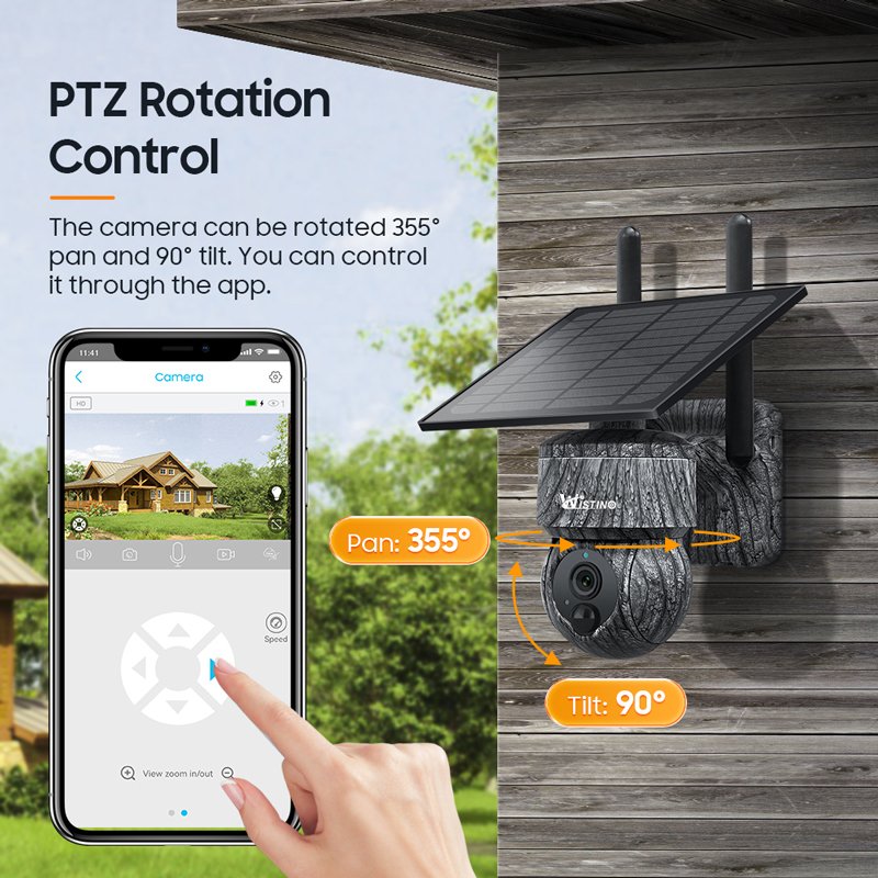Wistino 5MP 4g PTZ Cctv Hunting Camera Security Ip65 Waterproof Colorful Night Vision Motion Detection Solar Cctv Camera