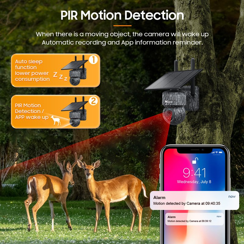 Wistino 5MP 4g PTZ Cctv Hunting Camera Security Ip65 Waterproof Colorful Night Vision Motion Detection Solar Cctv Camera
