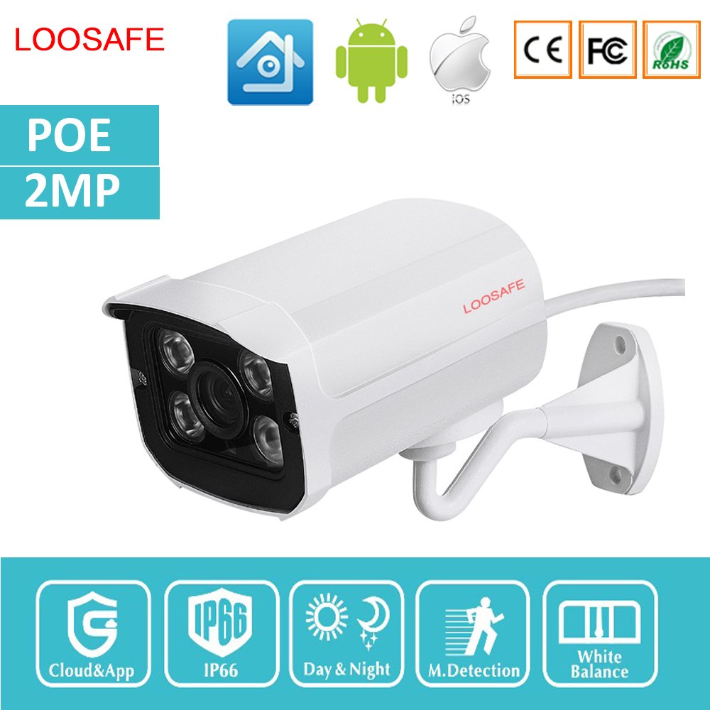 Loosafe 1080P ip66 poe ip network camera 2mp night vision ip camera waterproof