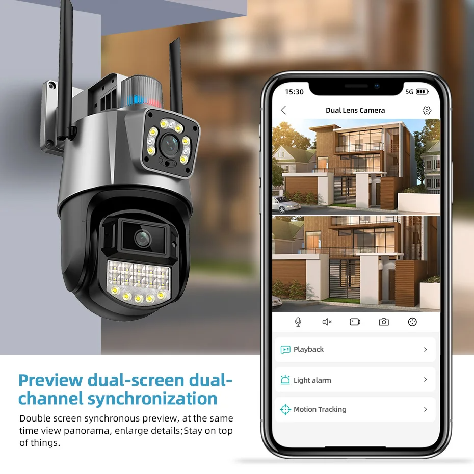 SWGJ AI Tracking Binocular 8X Zoom 8MP WiFi Outdoor Camera ICSEE Motion Detection Waterproof Audio Network CCTV Camera