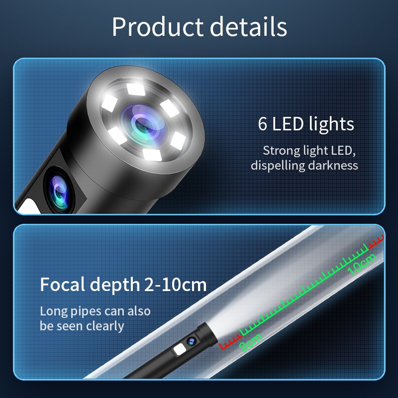 ANESOK 8mm Single Lens 1m Lightning 1080P Endoscopic Industrial WiFi Endoscope Camera Mini HD Borescope Type-C Snake Camera
