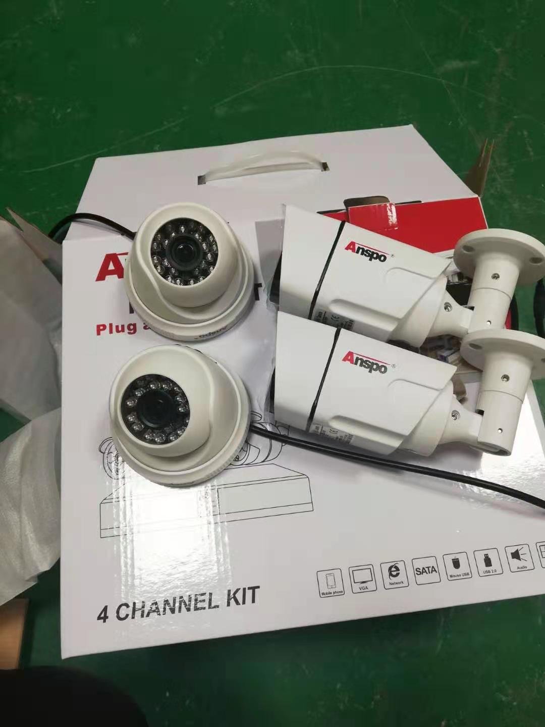 Anspo 2MP CCTV Security 4 cameras with DVR set Analog HD KIT 1080p 4ch camera security system
