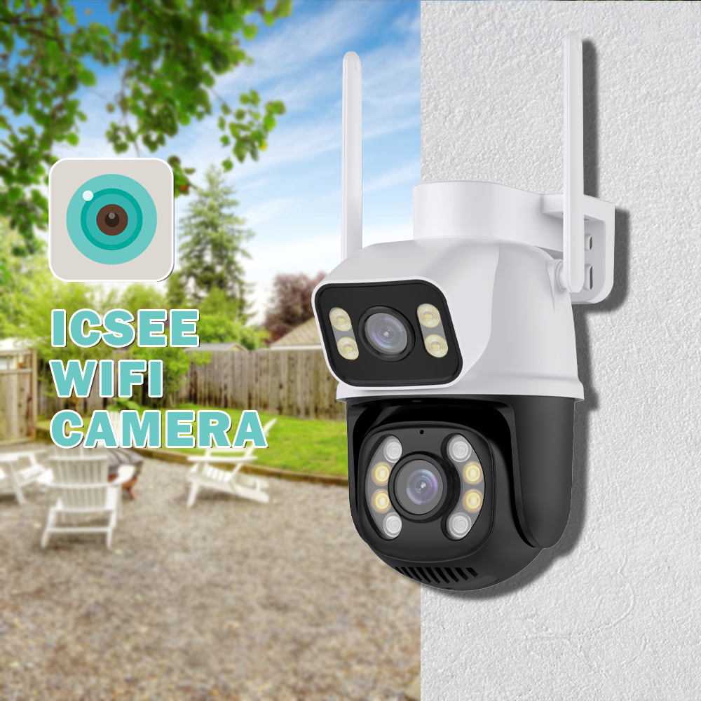 ICSEE Outdoor Security CCTV Network Camera Dual Lens WIFI Box Dome Night Vision Supervisory Tracking Day Night Supervisory