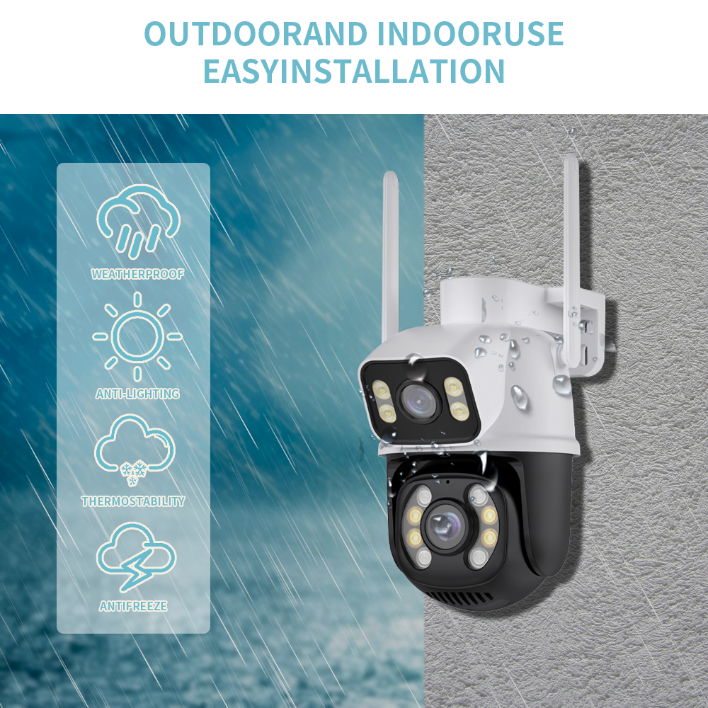 ICSEE Outdoor Security CCTV Network Camera Dual Lens WIFI Box Dome Night Vision Supervisory Tracking Day Night Supervisory