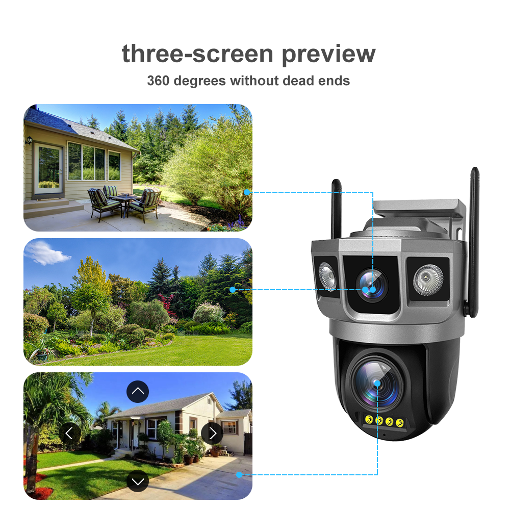 V380 Pro Camera 2K 4MP Outdoor Dual Lens Wireless PTZ Waterproof Security CCTV With three screen wifi security network Cameras