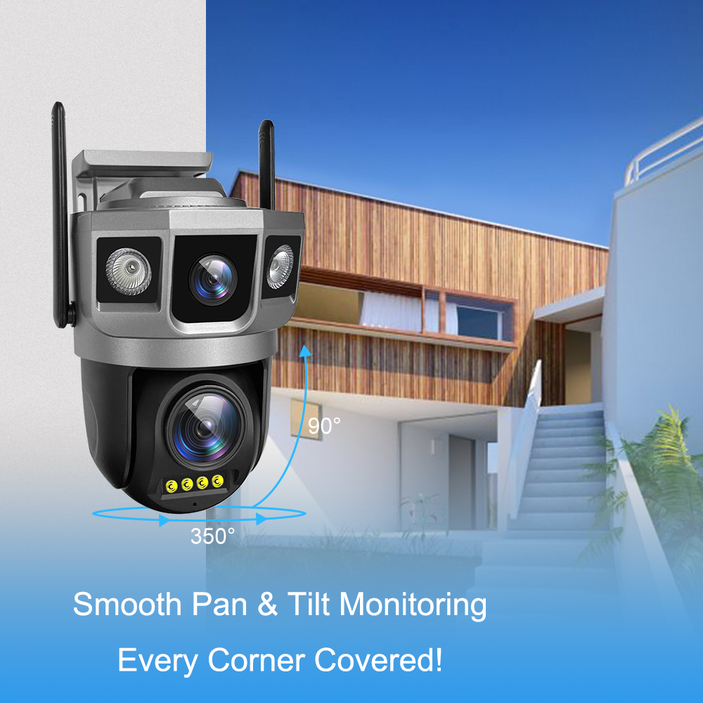 V380 Pro Camera 2K 4MP Outdoor Dual Lens Wireless PTZ Waterproof Security CCTV With three screen wifi security network Cameras