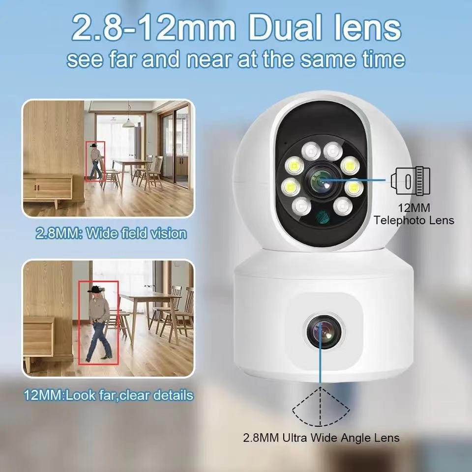 ICsee Indoor 4MPWireless Dual Lens Mini Cameras Network Baby Monitor Dual Camera Two-way Audio Wifi Dual Lens Baby Camera