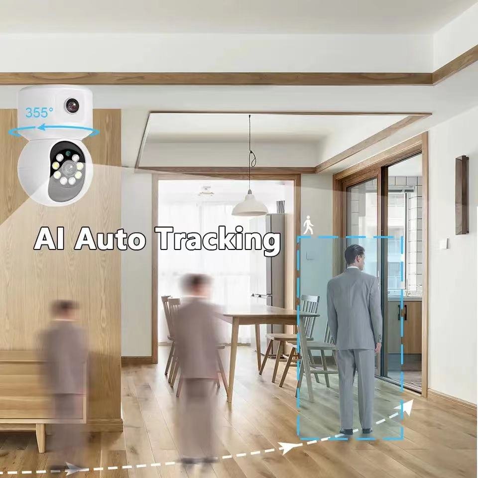 ICsee Indoor 4MPWireless Dual Lens Mini Cameras Network Baby Monitor Dual Camera Two-way Audio Wifi Dual Lens Baby Camera