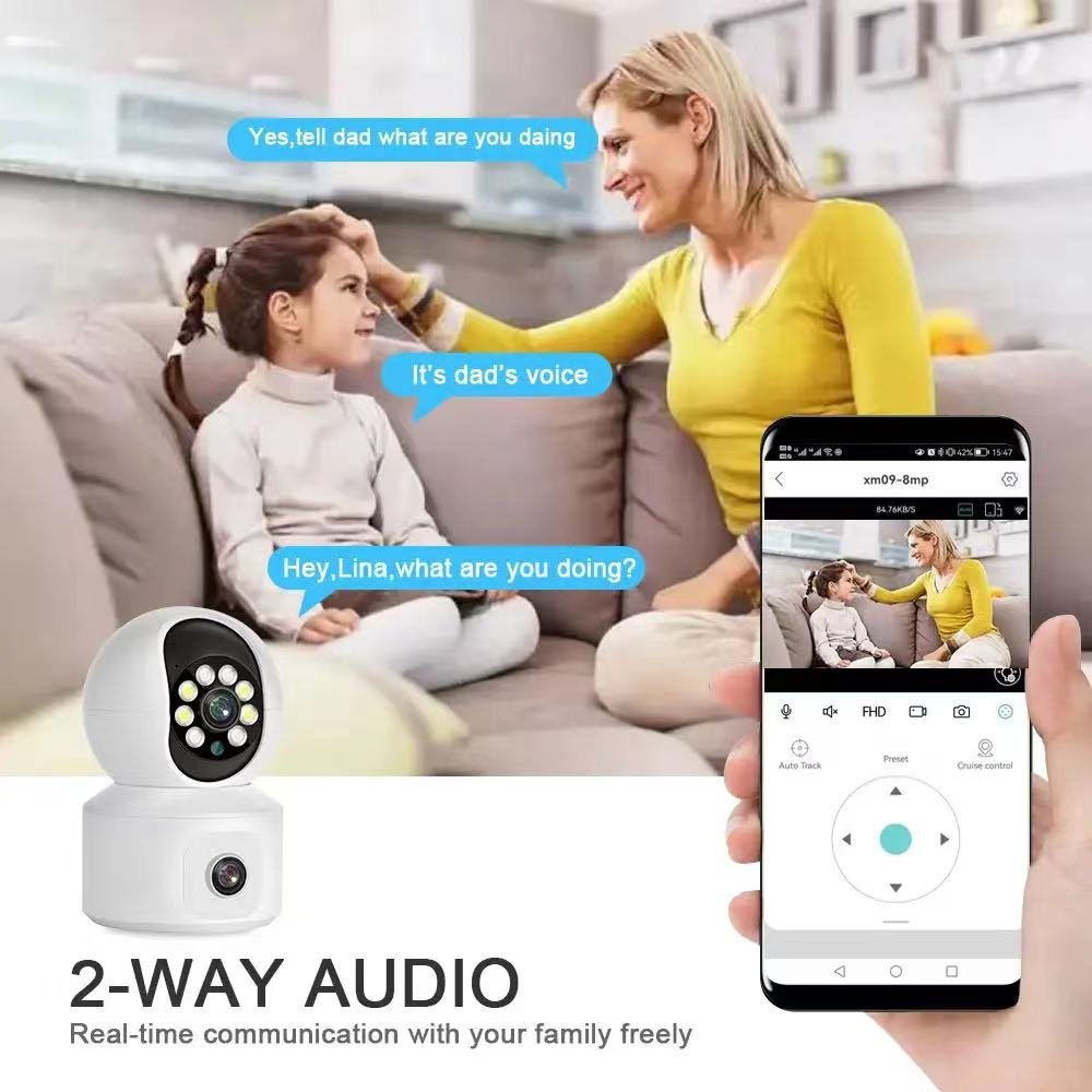 ICsee Indoor 4MPWireless Dual Lens Mini Cameras Network Baby Monitor Dual Camera Two-way Audio Wifi Dual Lens Baby Camera