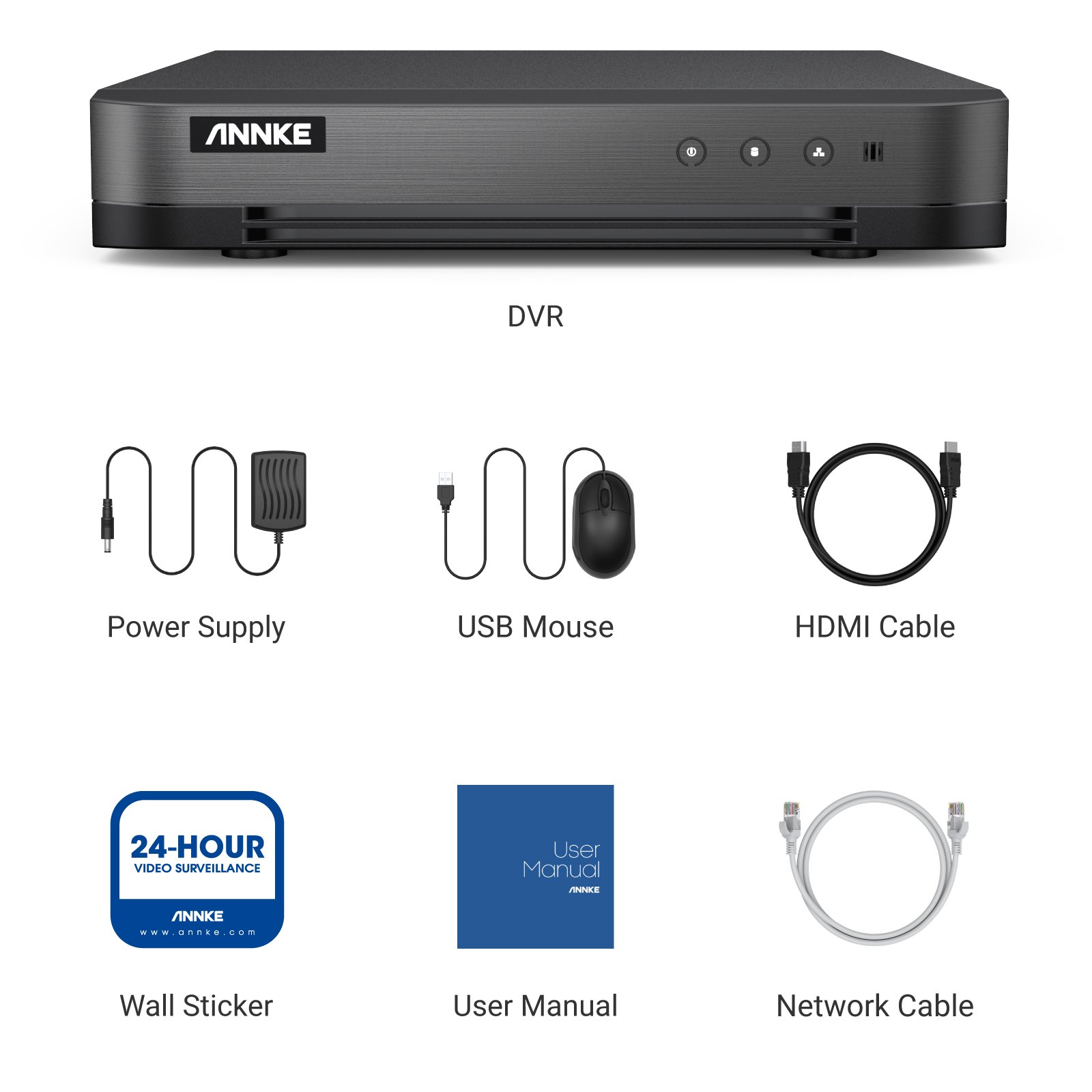 ANNKE 1080P 16CH TVI Digital DVR Recorder for Wired CCTV Camera 2MP Smart Playback 5-in-1 P2P 16CH DVR