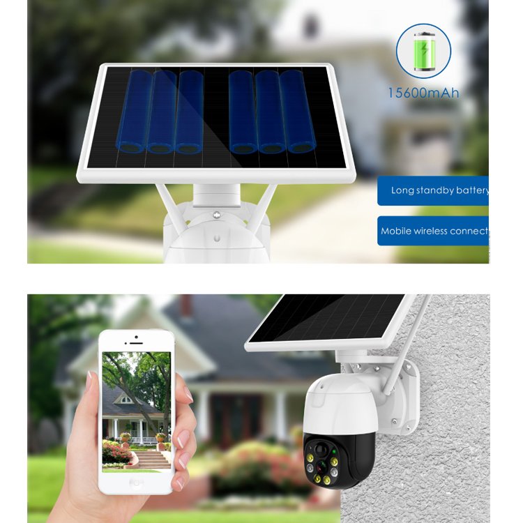 3.0MP Outdoor HD Smart Solar Dome Security Camera Night Vision Two-Way Audio IP66 Wi-Fi Video Network Cloud Outdoor IP Security
