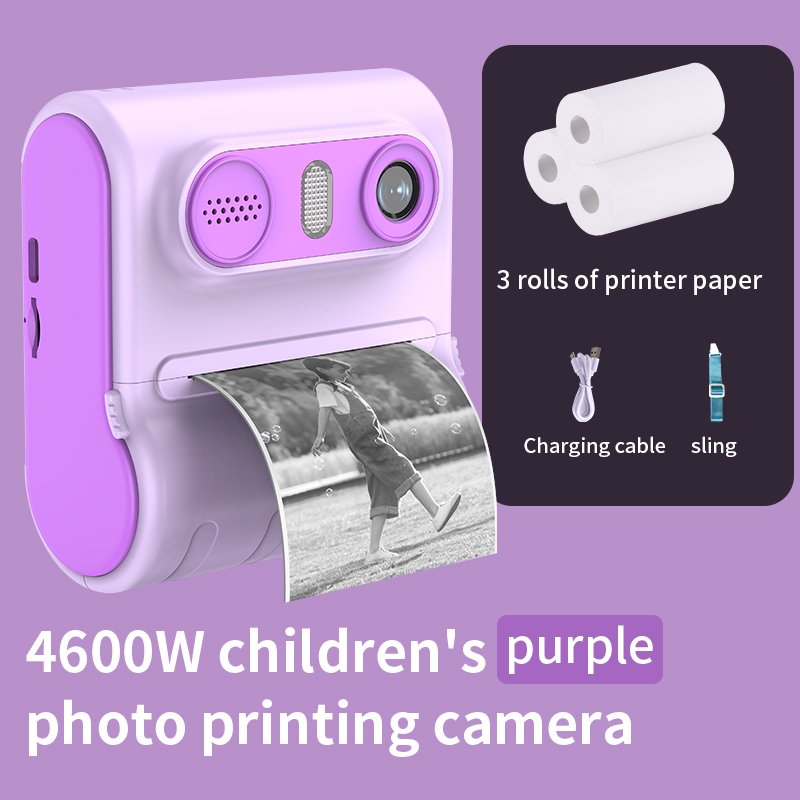 2024 New Kids Thermal Print Camera Toys for Girls Toddler Children's Digital Camera Cute Cartoon HD Instant Printer Mini Camera