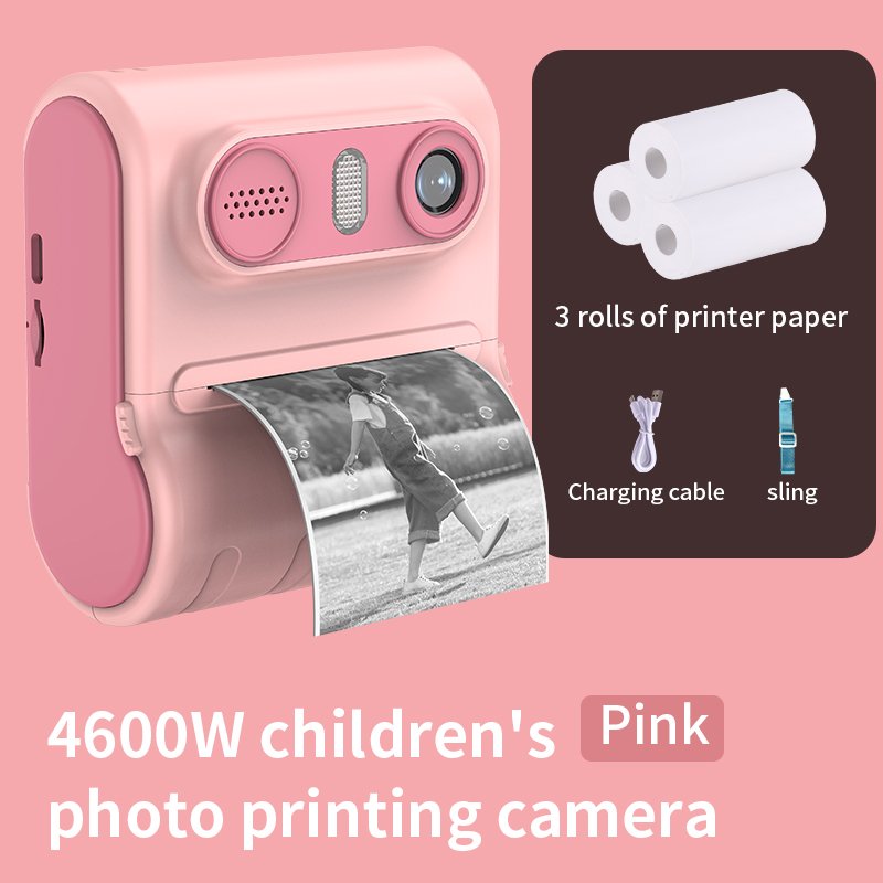 2024 New Kids Thermal Print Camera Toys for Girls Toddler Children's Digital Camera Cute Cartoon HD Instant Printer Mini Camera