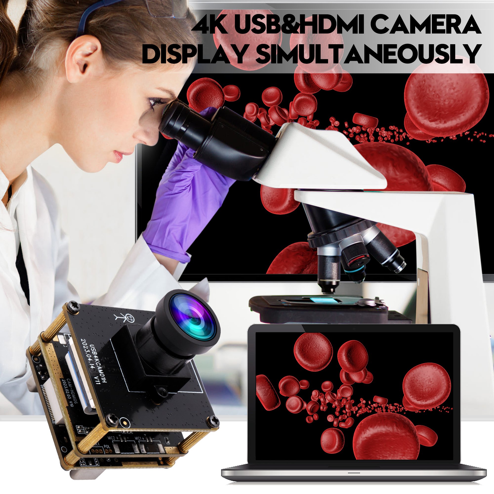 ELP H.264 No Distortion 95degree Digital Zoom CCTV PC Camera 4K 30FPS IMX415 CMOS USB Webcam UHD 3840X2160 Mini Camera