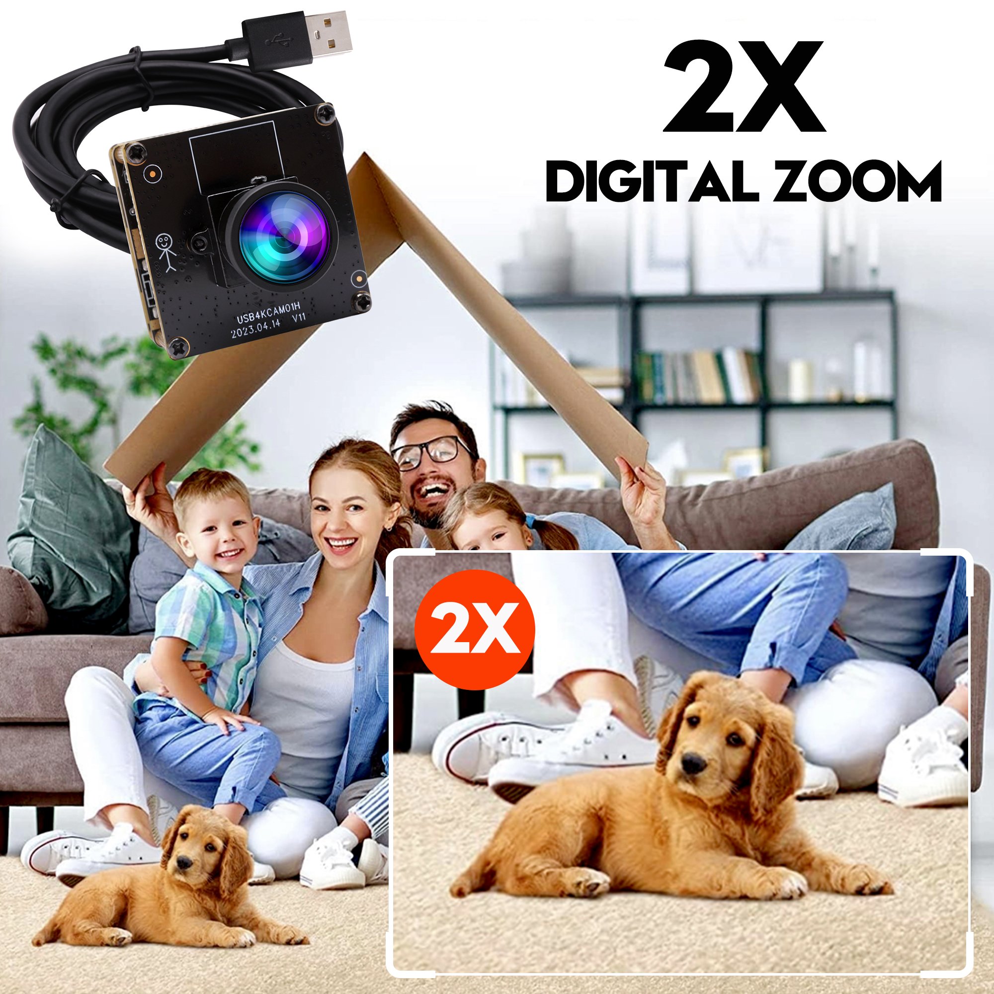 ELP H.264 No Distortion 95degree Digital Zoom CCTV PC Camera 4K 30FPS IMX415 CMOS USB Webcam UHD 3840X2160 Mini Camera