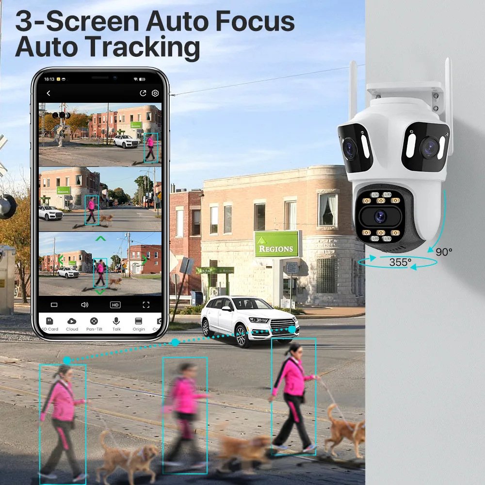Waterproof 8MP CCTV 4K Wifi Smart Outdoor Wireless Indoor Network Camera Dual Ball Machine Linkage Security Camera
