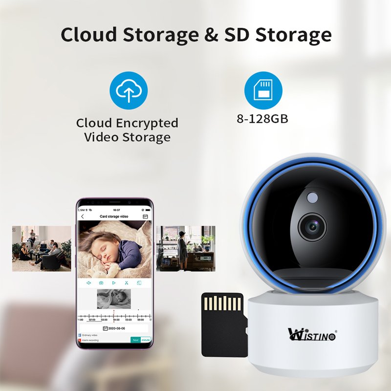 Wistino 5GHZ 360 Wifi HD Night Vision Auto Tracking Surveillance Home security wireless PTZ Home Security Baby Monitor