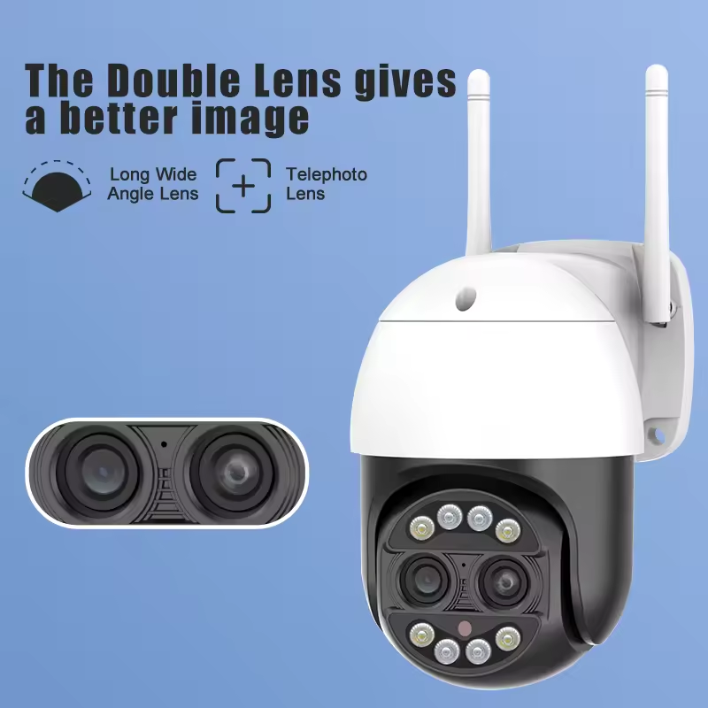 8MP 4K IP Dome PTZ Network Camera Human Tracking 8X Zoom Dual 4MP Lens WiFi Outdoor Camera iCSee Wireless Security Camera