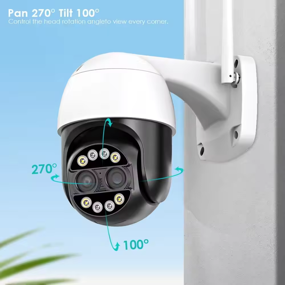 8MP 4K IP Dome PTZ Network Camera Human Tracking 8X Zoom Dual 4MP Lens WiFi Outdoor Camera iCSee Wireless Security Camera