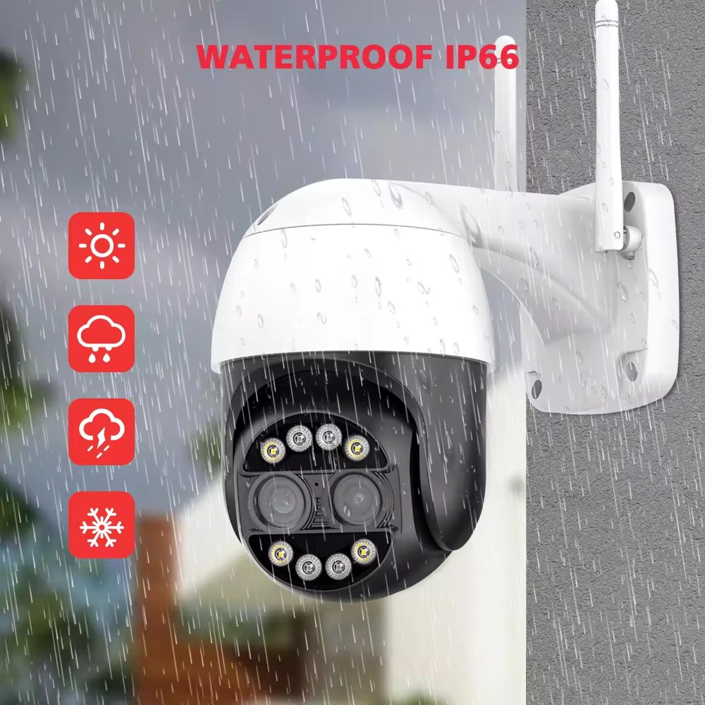 8MP 4K IP Dome PTZ Network Camera Human Tracking 8X Zoom Dual 4MP Lens WiFi Outdoor Camera iCSee Wireless Security Camera