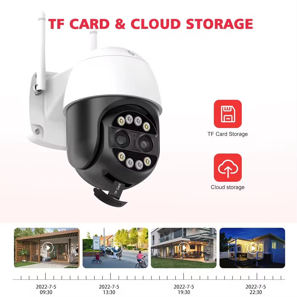 8MP 4K IP Dome PTZ Network Camera Human Tracking 8X Zoom Dual 4MP Lens WiFi Outdoor Camera iCSee Wireless Security Camera