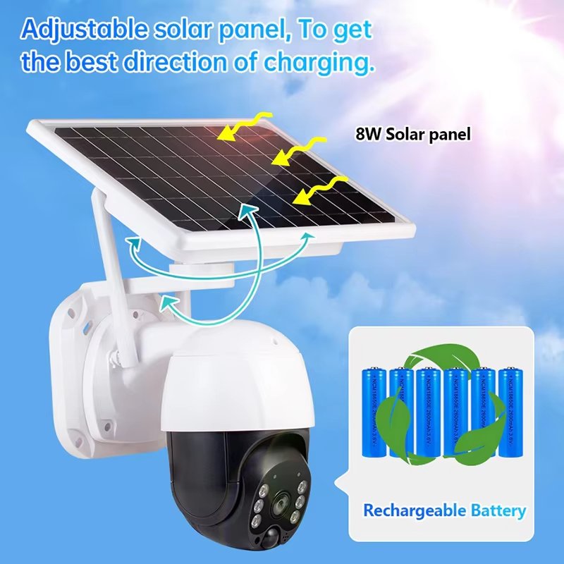 ABQ ICSEE Outdoor Wireless PTZ IP security Solar camera Icsee 4MP Audio NIGHT VISION Wifi Panel Battery Power CCTV Solar Camera