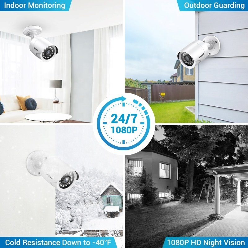 ANNKE 4pcs Camera Set 1080p Full HD Night Vision IR 100ft IP66 Waterproof Outdoor Surve illance CCTV Camera
