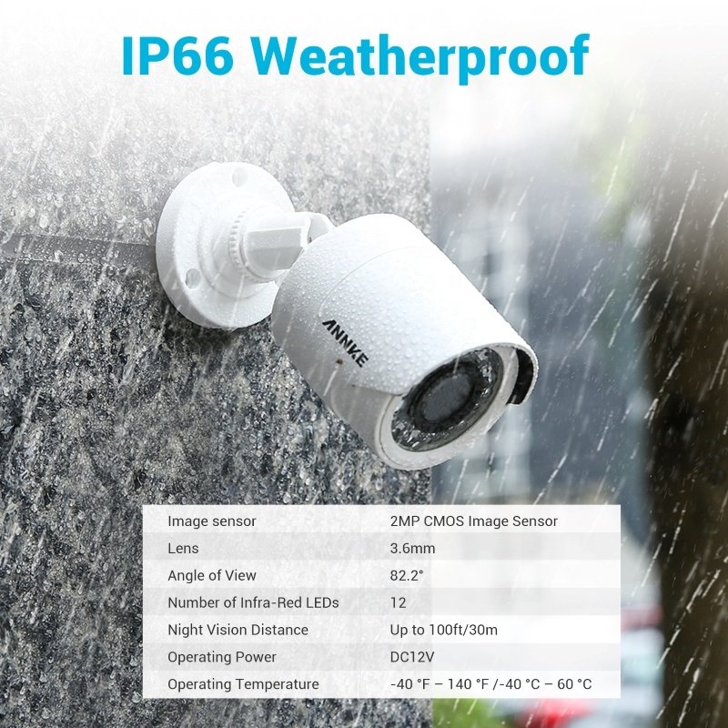 ANNKE 4pcs Camera Set 1080p Full HD Night Vision IR 100ft IP66 Waterproof Outdoor Surve illance CCTV Camera
