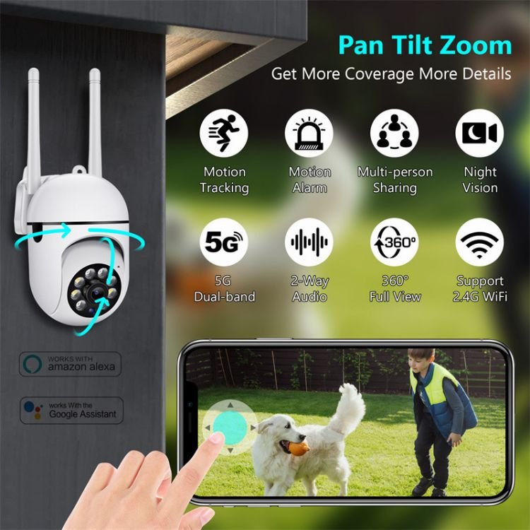 New 5G Wireless Surveillance Babysitter Monitor Home Indoor Network Smart IP Ptz Camera Pet Security Wifi Yiiot Camera