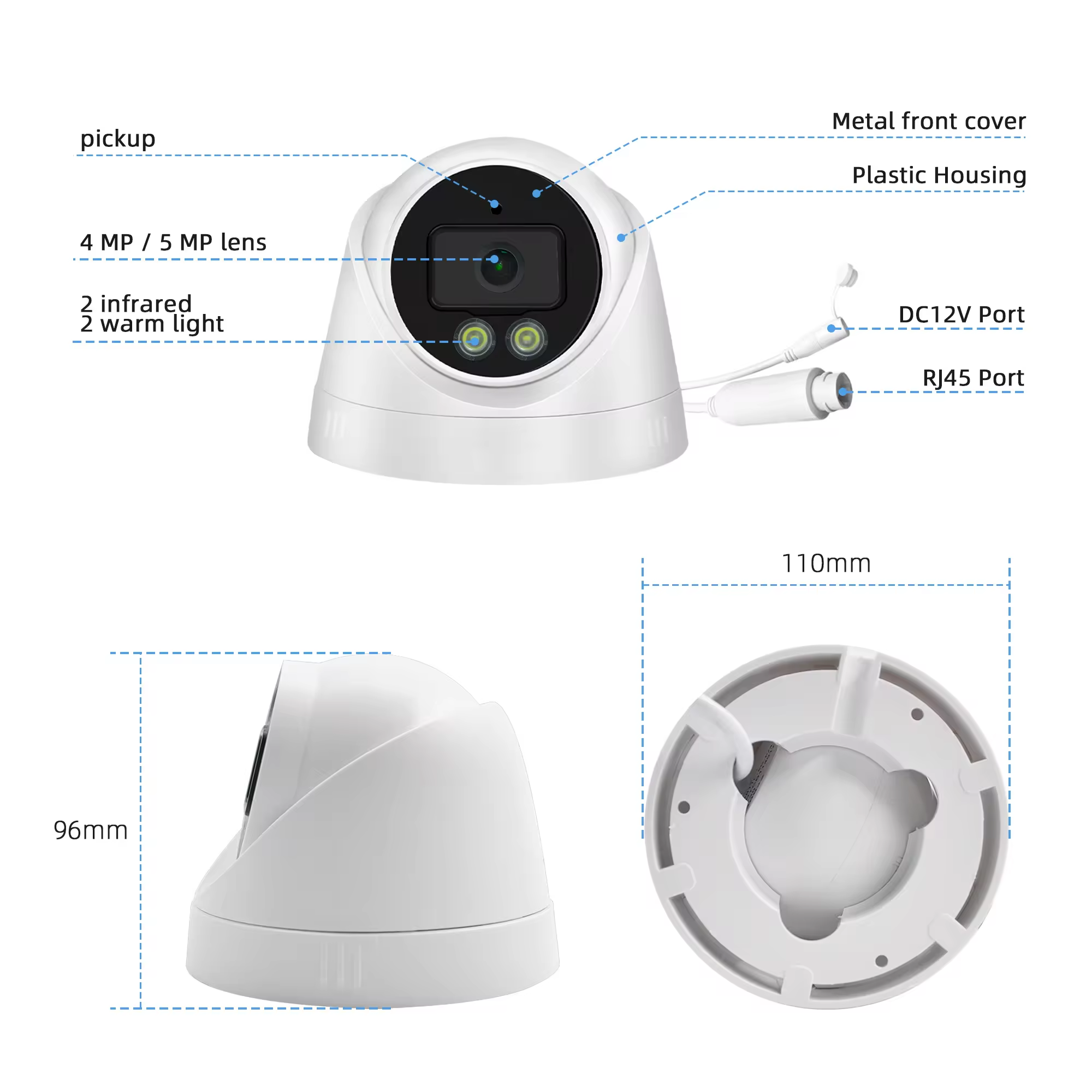 5.0MP Tuya Smart APP Metal Indoor IP Camera WIFI POE IP Dome Network Camera Wireless Security Camera