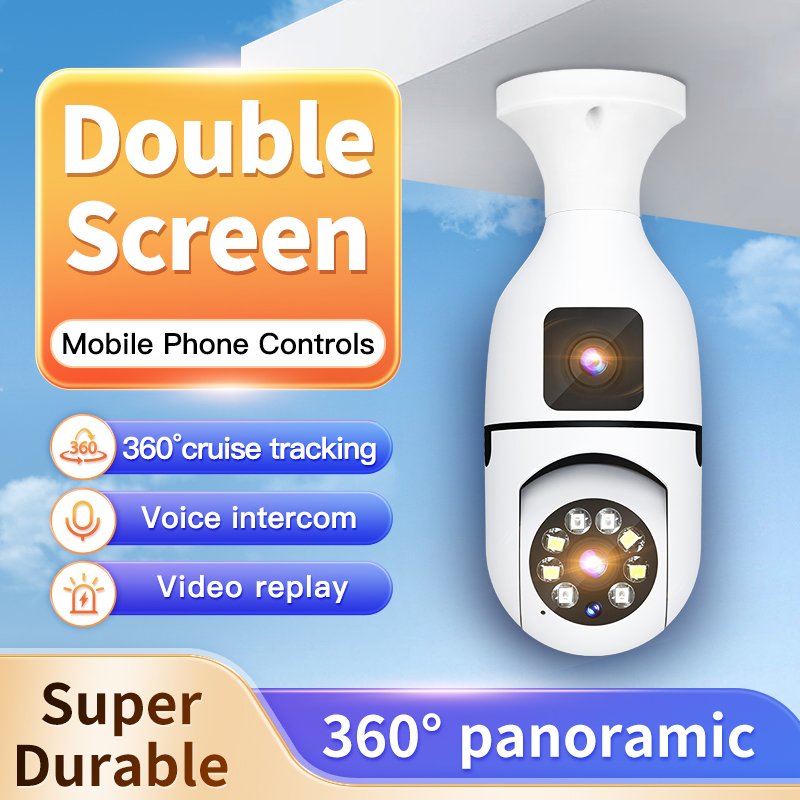 Wifi Dual Lens E27 Bulb 1080P Night Vision 360 Indoor CCTV Security Protection Wireless IP Camera