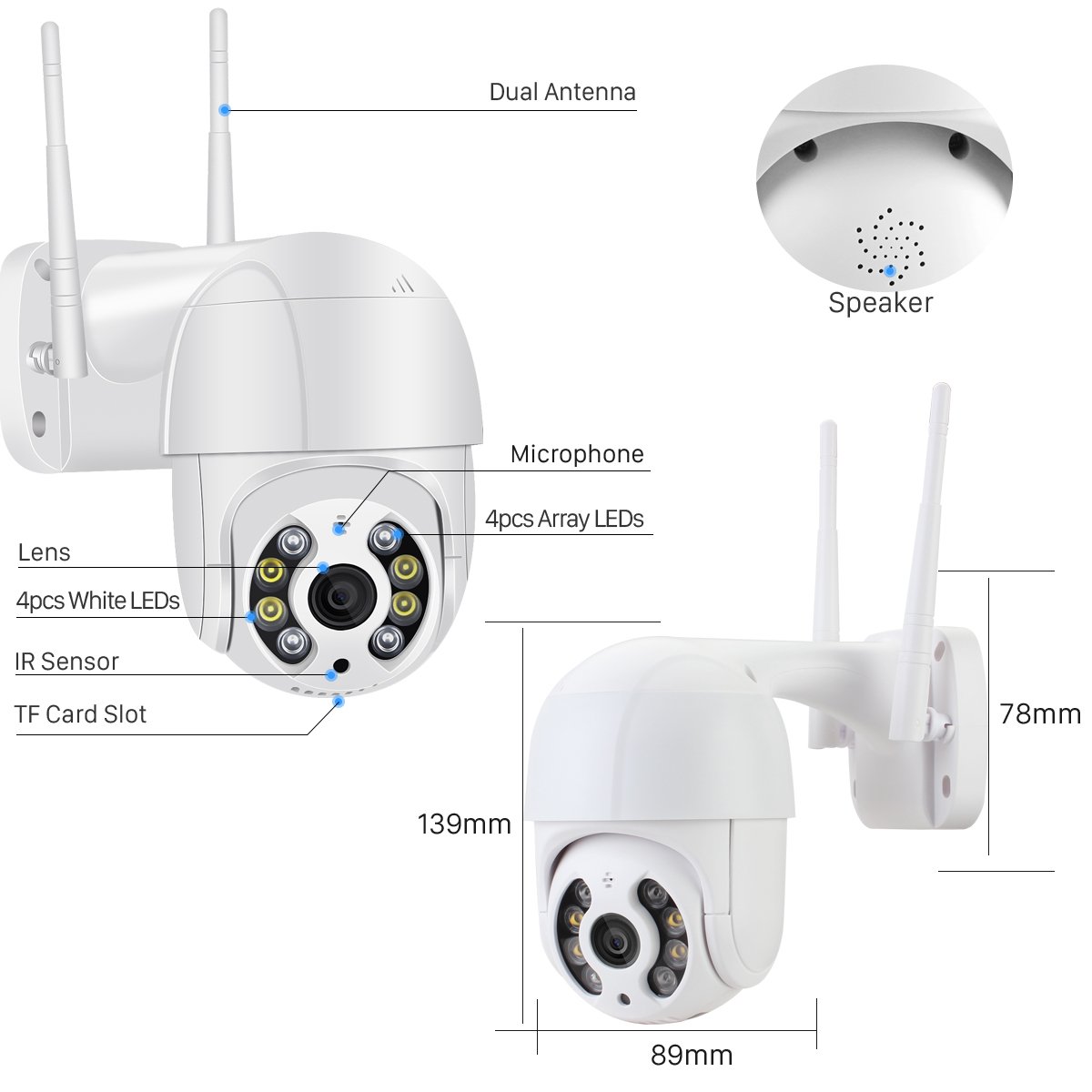 4K 8MP CCTV IP Camera Smart Wifi PTZ Camera 5x Digital Zoom AI Human Detection Wireless Home Security Protection iCsee Cctv Cam