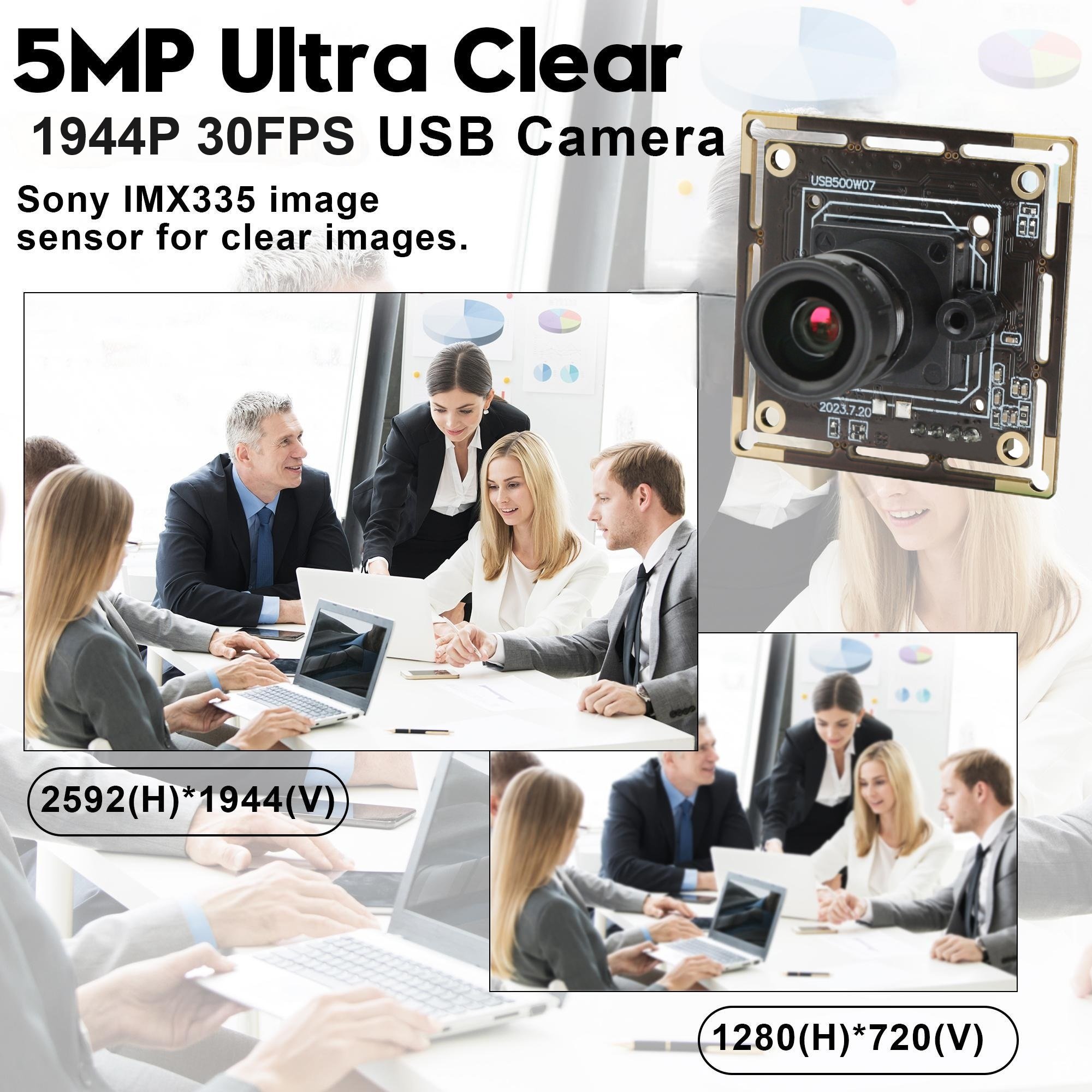 ELP 5MP M12 3.6 Lens USB Camera 2592x1944 30fps IMX335 Webcam Mini Module Camera for Android,Mac,Linux,Windows Clear Video Image