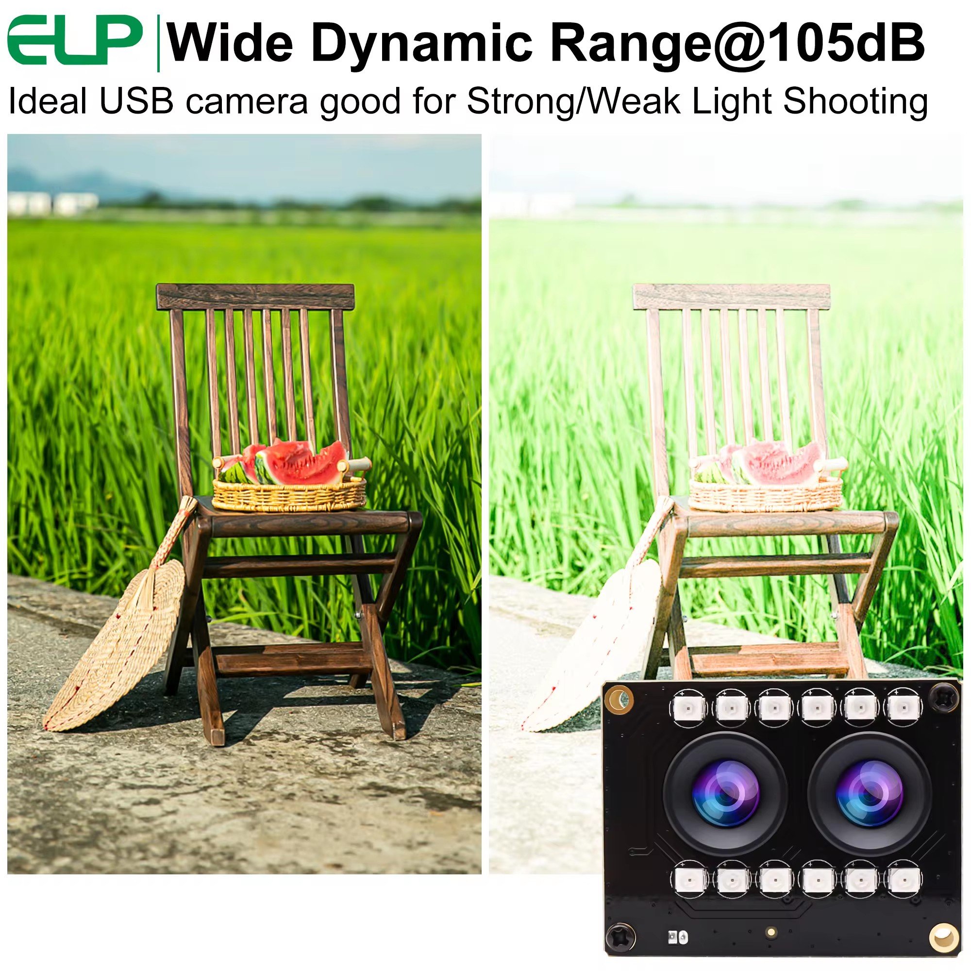 ELP 1080P Dual Lens Asynchronous Webcam Night Vision Module Camera AR0230 UVC Mini Embedded USB Camera with Wide Angle Lens