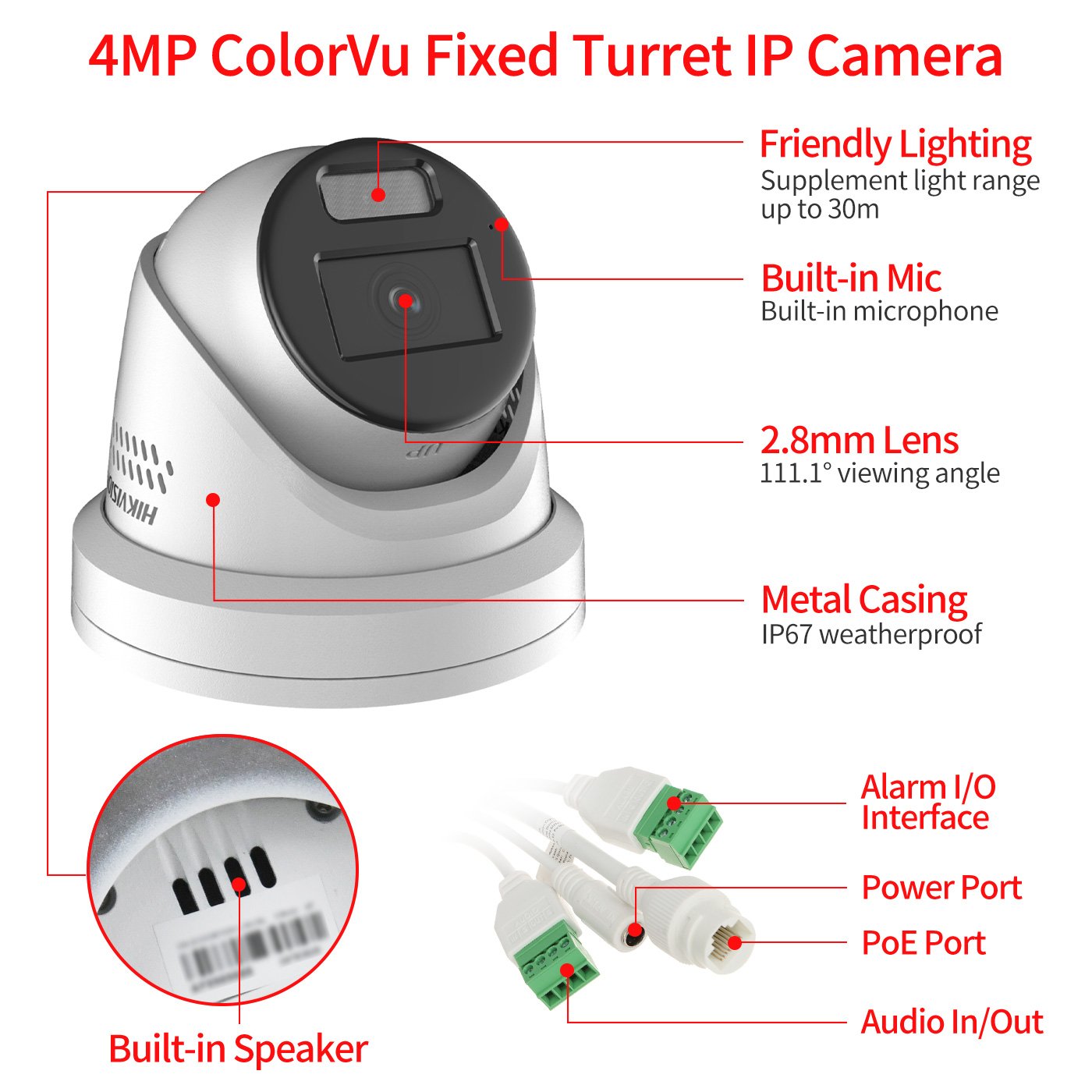 Original HIK Night vision Smart IR Full Color 4MP 8MP Motion Detection Two way audio Bullet Security Ip Network