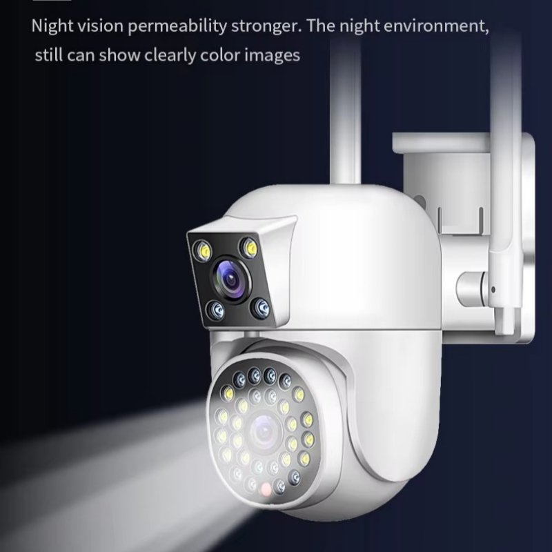 4MP Outdoor Dual Lens Infrared Wifi Panoramic Sur-veillance Network Camera Two Way Talk Automatic Tracking Security IP Camera