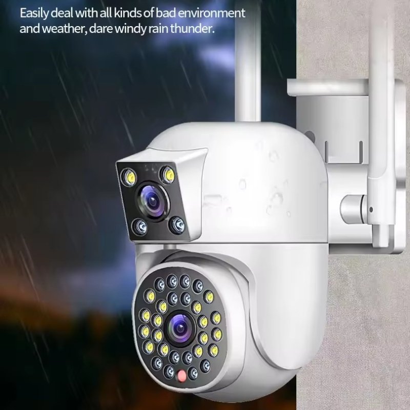 4MP Outdoor Dual Lens Infrared Wifi Panoramic Sur-veillance Network Camera Two Way Talk Automatic Tracking Security IP Camera