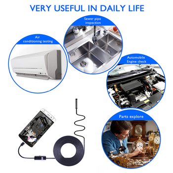 Android Endoscope 7mm 6LED 1m/1.5m/2m/3.5m/5m/10m Cable Inspection Borescope Micro USB Endoscope Camera for PC Smartphone