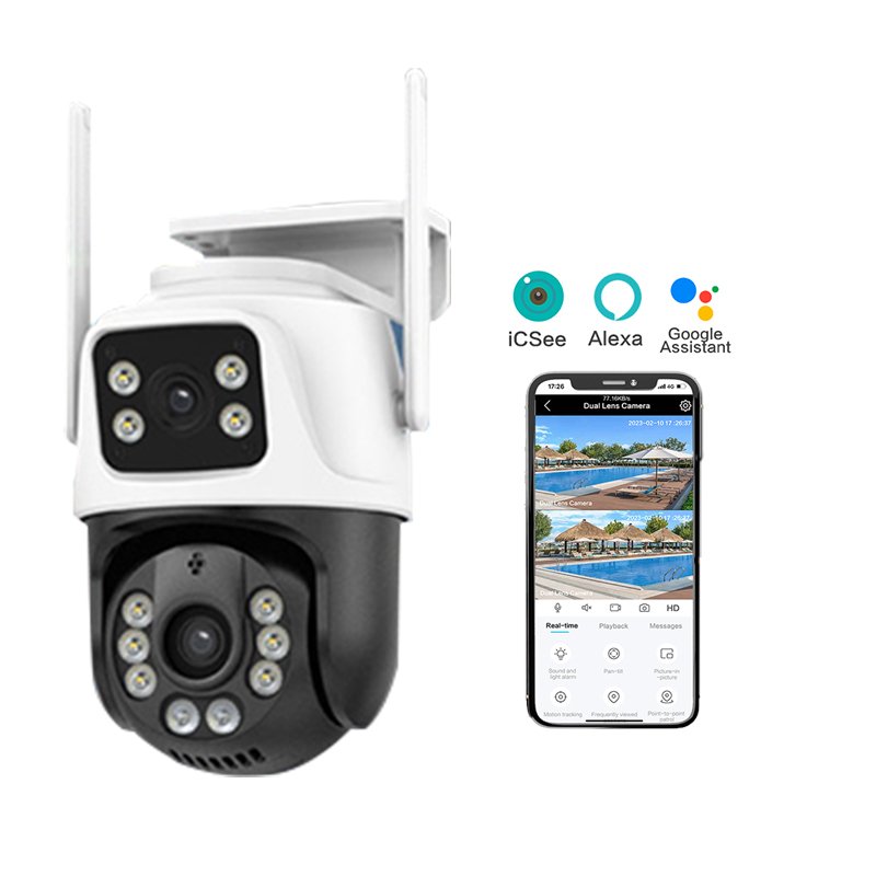 Icsee 6mp Dual Lens Wireless Outdoor 6MP 3K Dual Lens Wireless PTZ CCTV Camera Mini WiFi Network Camera