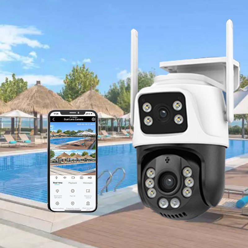 Icsee 6mp Dual Lens Wireless Outdoor 6MP 3K Dual Lens Wireless PTZ CCTV Camera Mini WiFi Network Camera